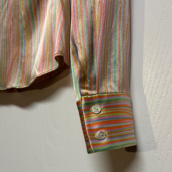 Tahari Striped Button Down Silk Shirt for Women XS. Like New - Picture 4 of 12